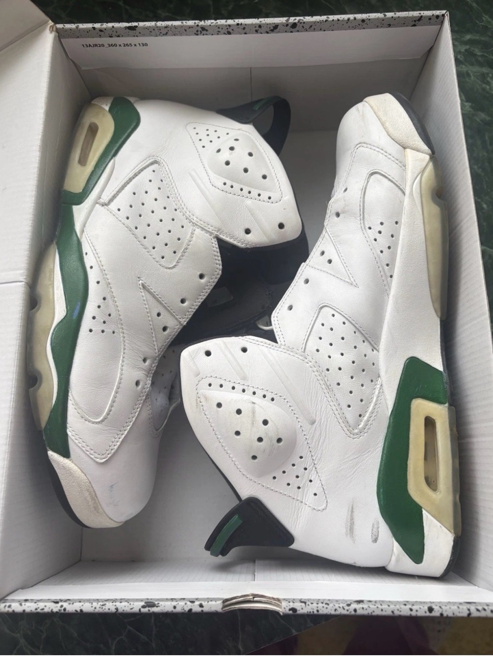 Nike Air Jordan 6 Retro White Black Green Men’s Sneakers - Picture 2 of 9